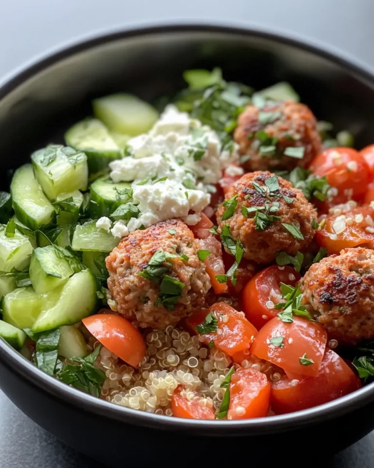 Homemade Greek Chicken Meatball Bowls photo