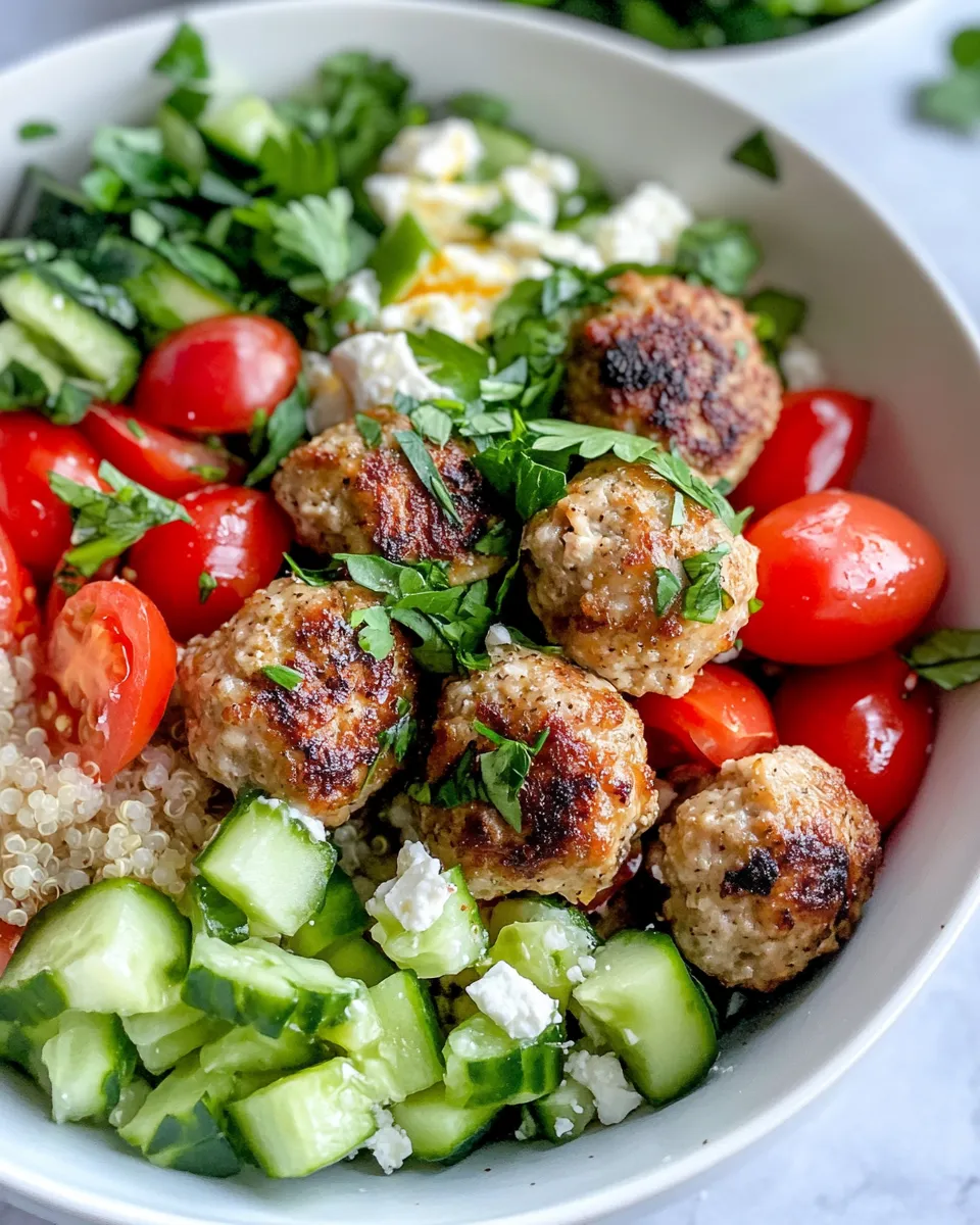 Classic Greek Chicken Meatball Bowls image