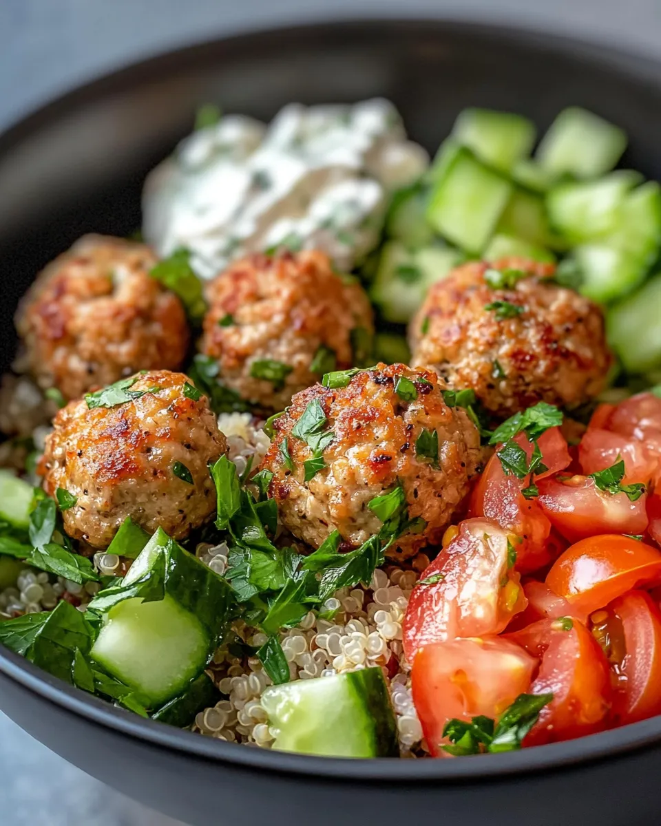 Easy Greek Chicken Meatball Bowls recipe photo