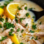 Homemade Greek Lemon Chicken Soup Avgolemono photo