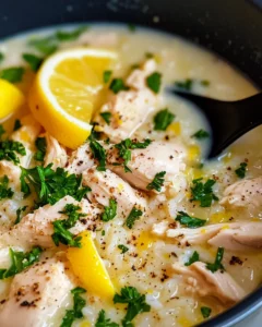 Homemade Greek Lemon Chicken Soup Avgolemono photo