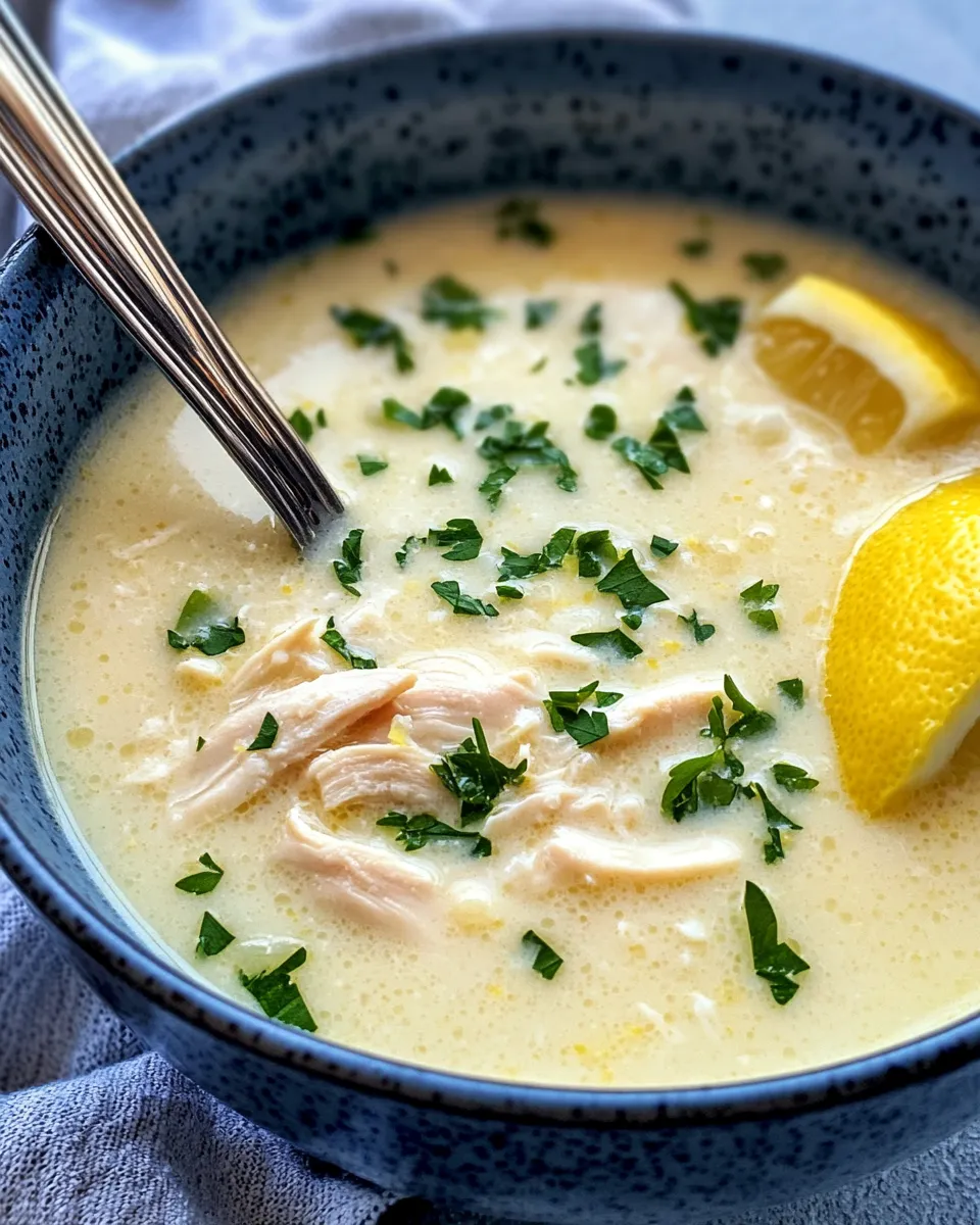 Delicious Greek Lemon Chicken Soup Avgolemono dish photo
