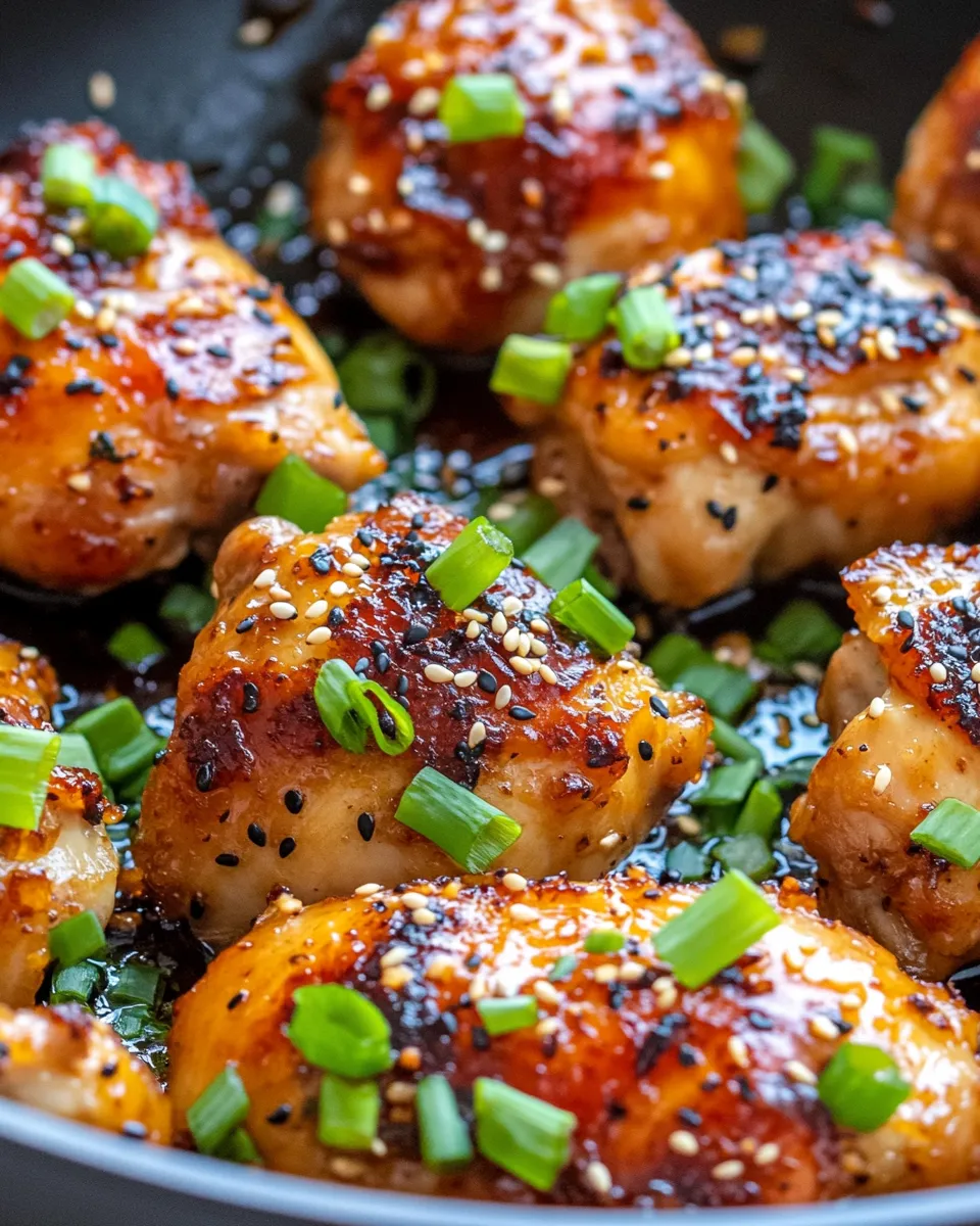 Quick Honey Garlic Chicken Thighs Skillet food shot