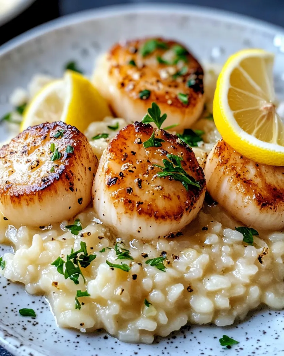 Easy Lemon Butter Scallops Over Risotto dish photo