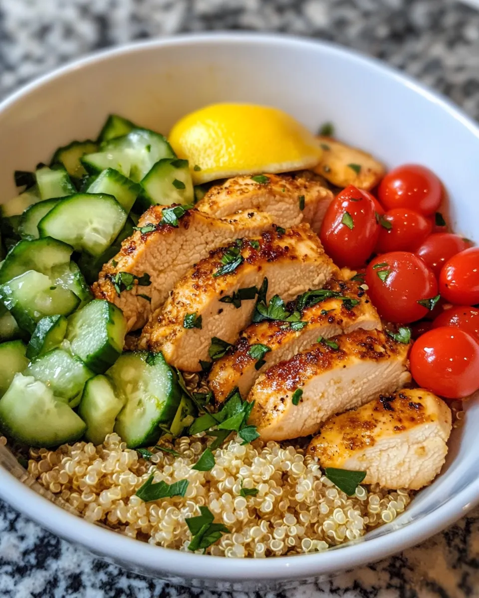 Easy Lemon Herb Quinoa Chicken Bowls food shot