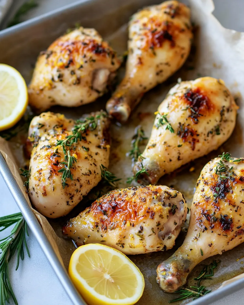 Easy Lemon Herb Roasted Chicken Drumsticks plate image