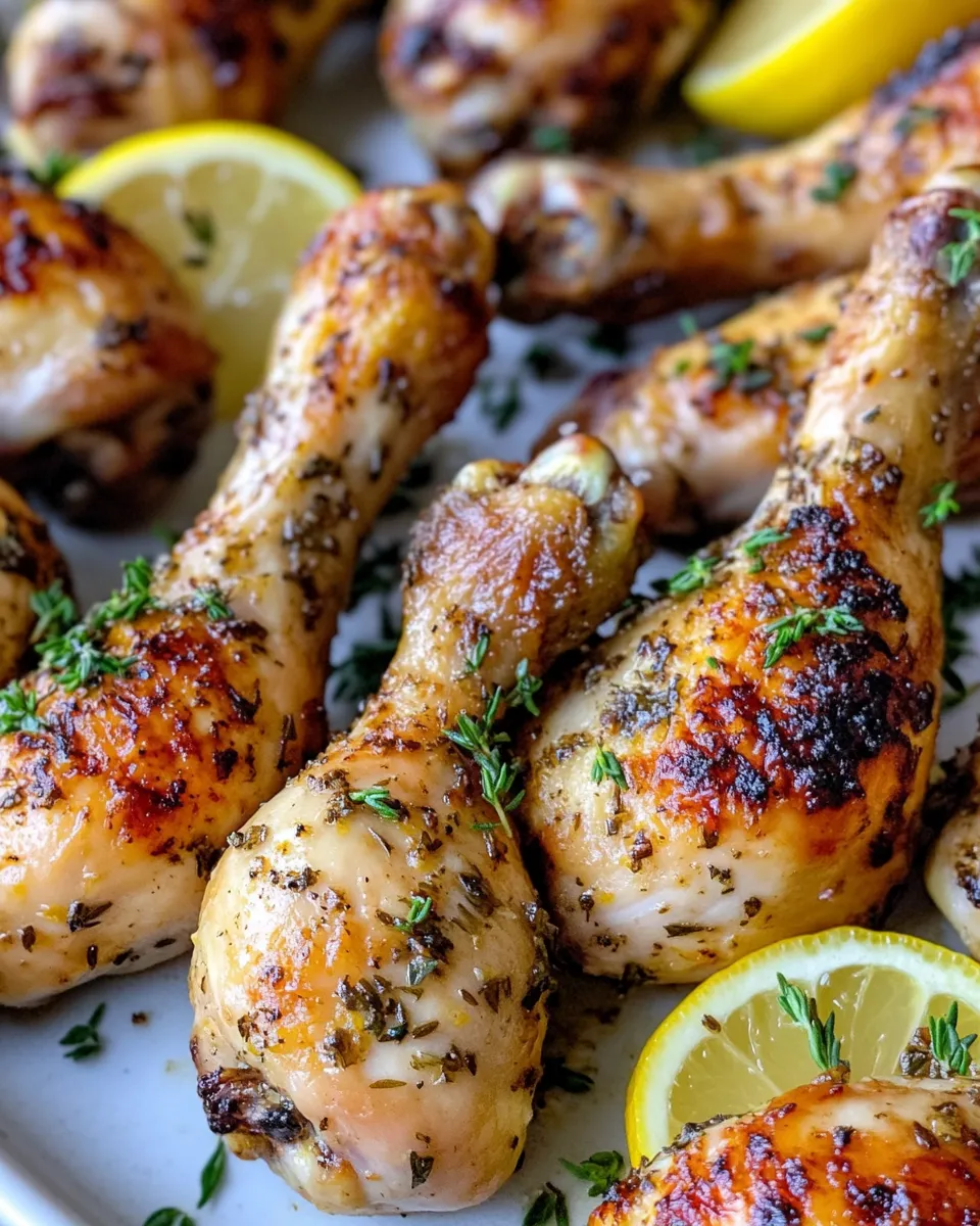 Delicious Lemon Herb Roasted Chicken Drumsticks food shot