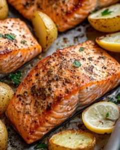 Homemade Lemon Pepper Salmon With Roasted Potatoes photo