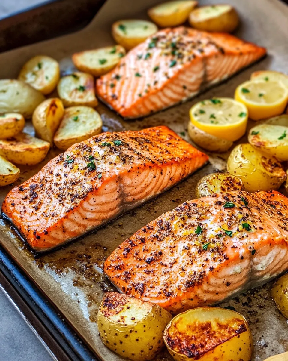 Classic Lemon Pepper Salmon With Roasted Potatoes image