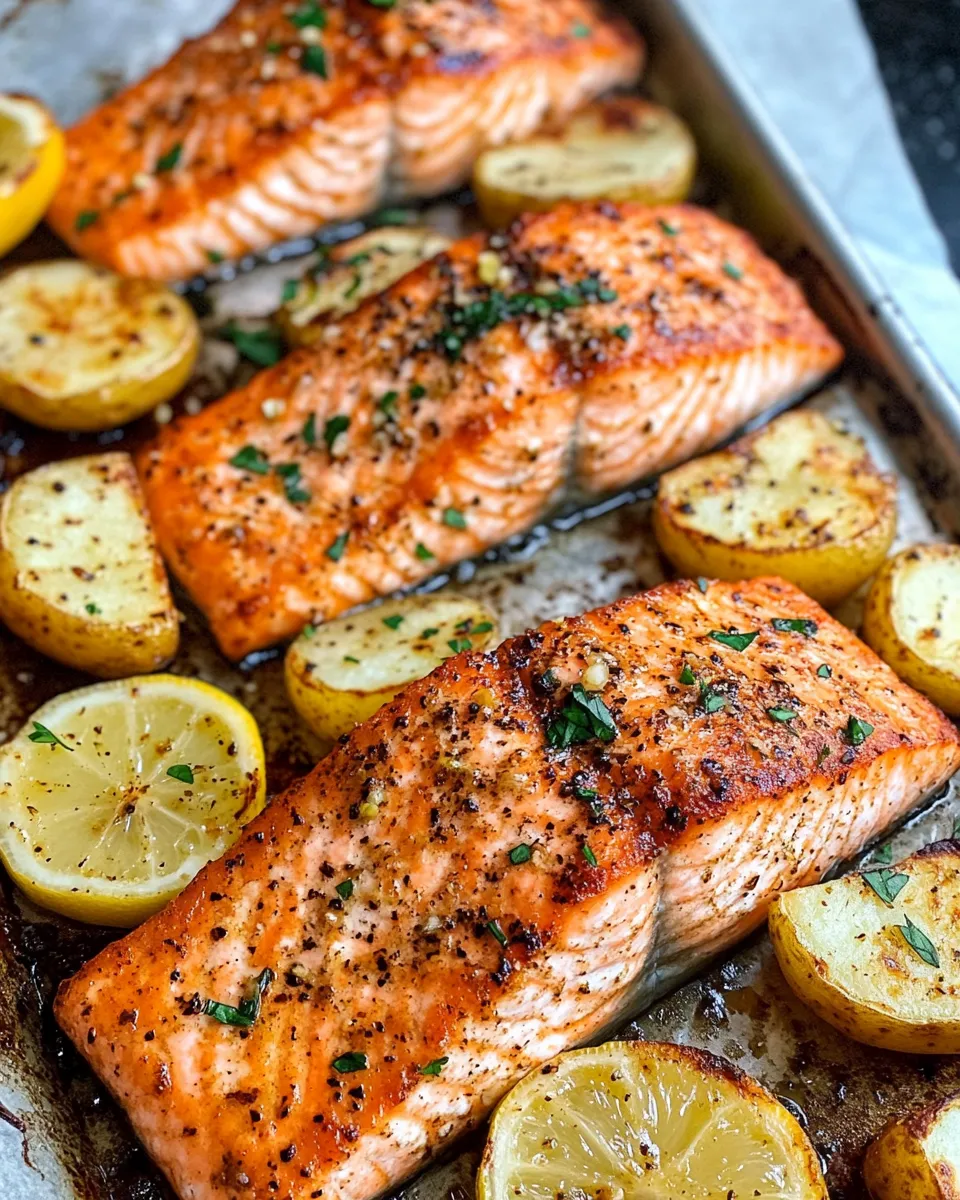 Delicious Lemon Pepper Salmon With Roasted Potatoes dish photo