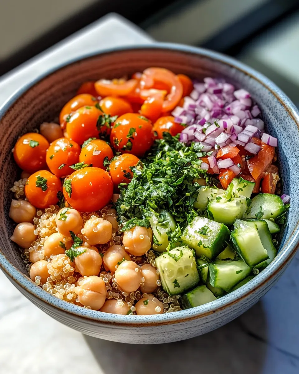 Easy Mediterranean Chickpea Bowls With Tahini food shot