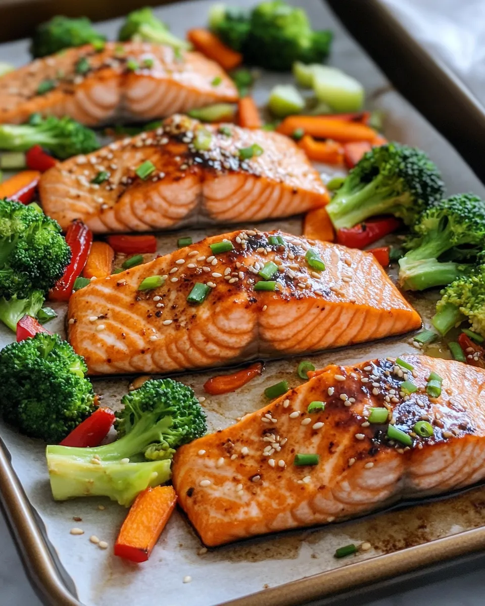 Delicious Miso Ginger Salmon Sheet Pan plate image
