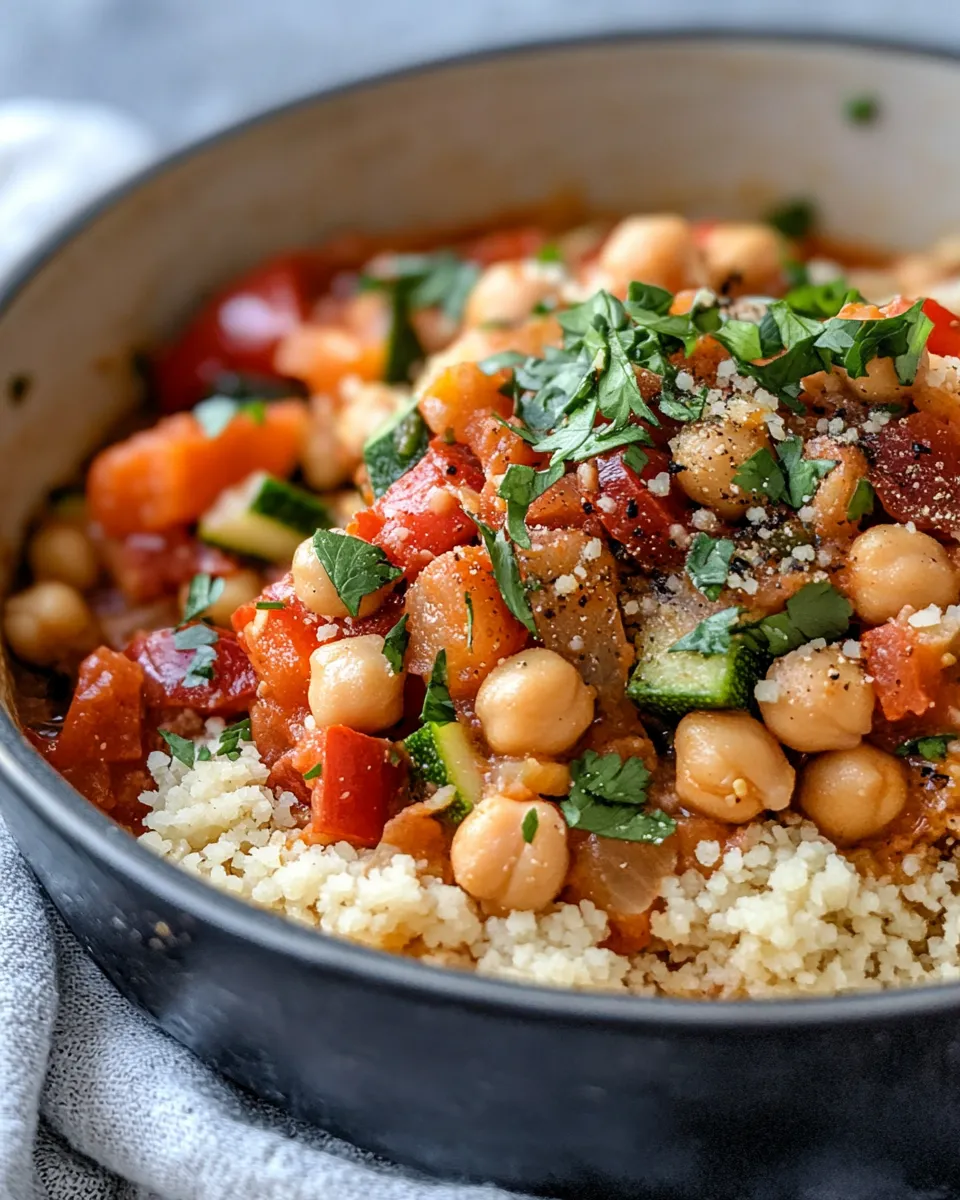 Easy Moroccan Chickpea Stew With Couscous food shot