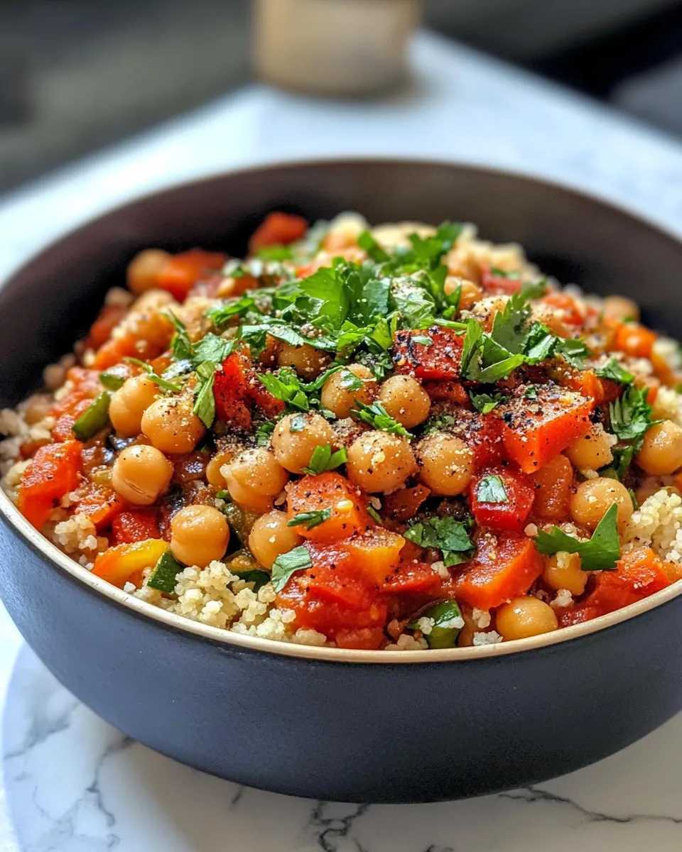 Delicious Moroccan Chickpea Stew With Couscous plate image