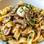 Homemade Mushroom Stroganoff With Egg Noodles photo