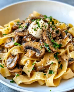 Homemade Mushroom Stroganoff With Egg Noodles photo