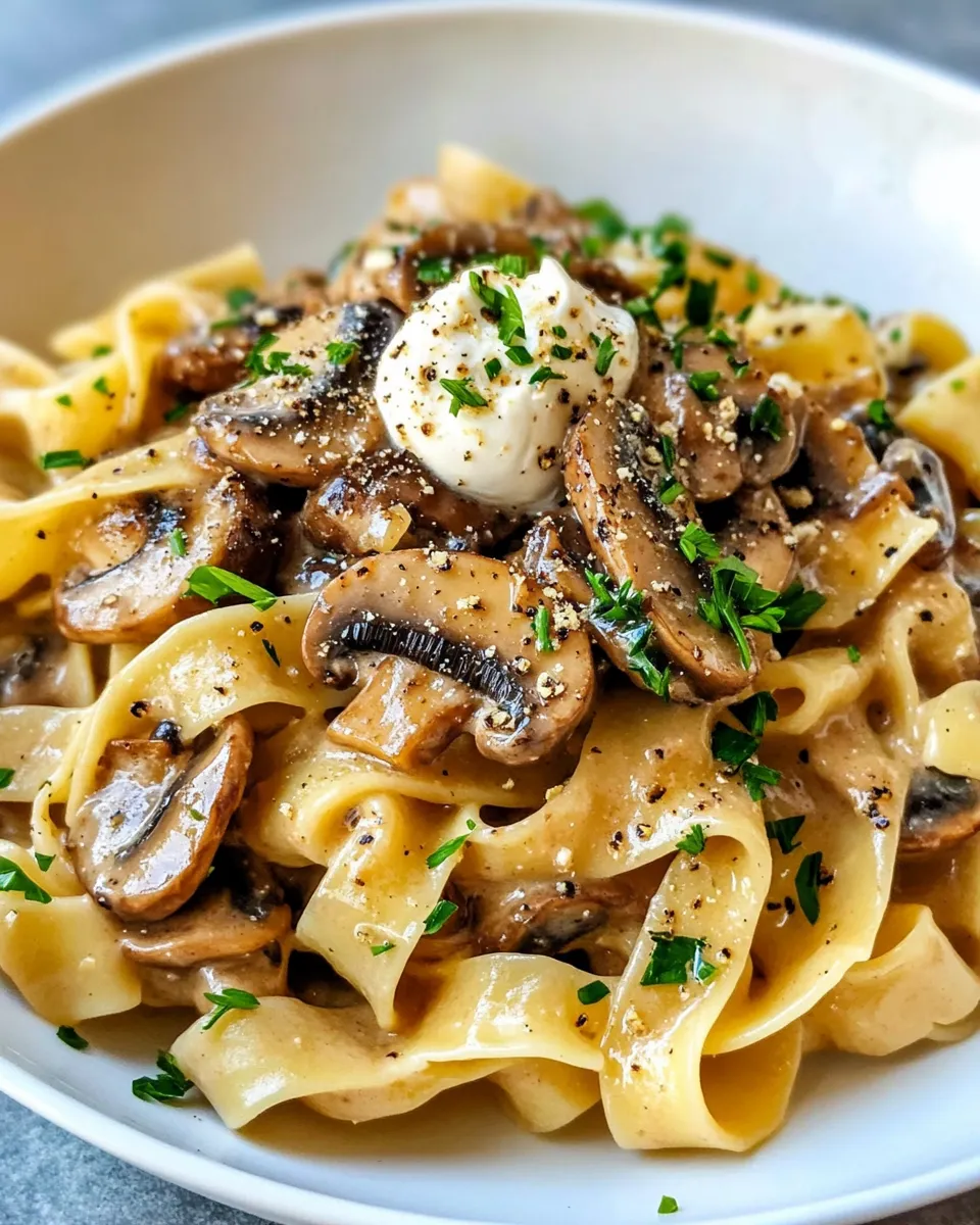 Homemade Mushroom Stroganoff With Egg Noodles photo