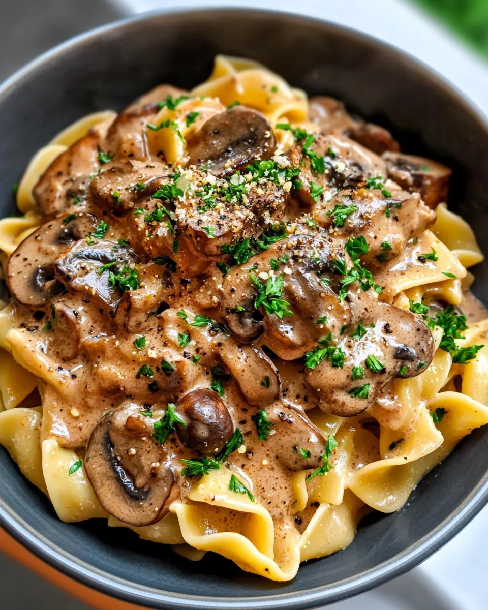 Classic Mushroom Stroganoff With Egg Noodles image