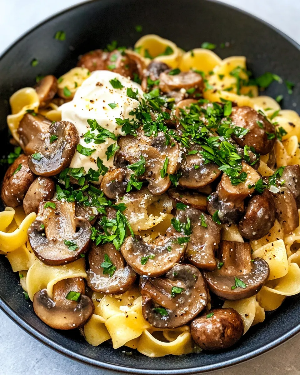Delicious Mushroom Stroganoff With Egg Noodles dish photo