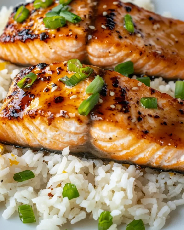 Homemade Orange Glazed Salmon With Rice photo