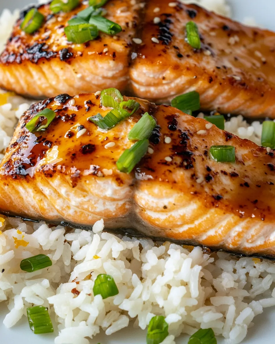Homemade Orange Glazed Salmon With Rice photo