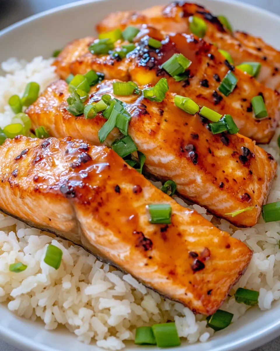 Classic Orange Glazed Salmon With Rice image