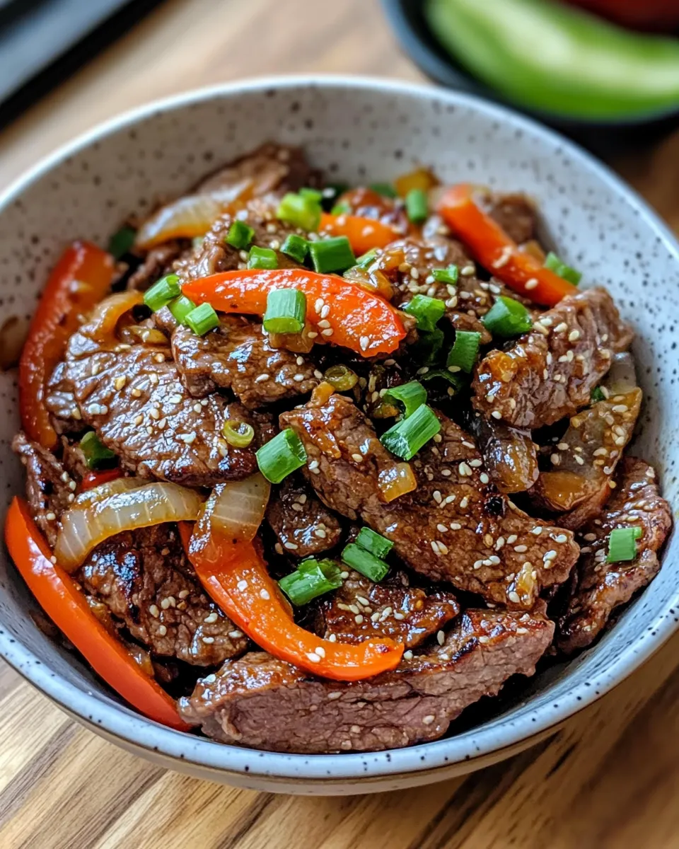 Delicious Pepper Steak With Onions shot