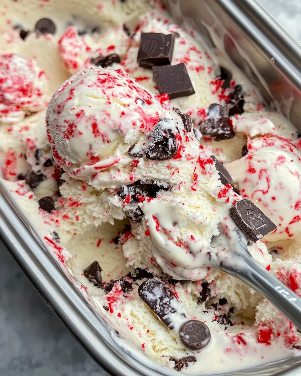 Delicious Peppermint Chocolate Chip Ice Cream food shot