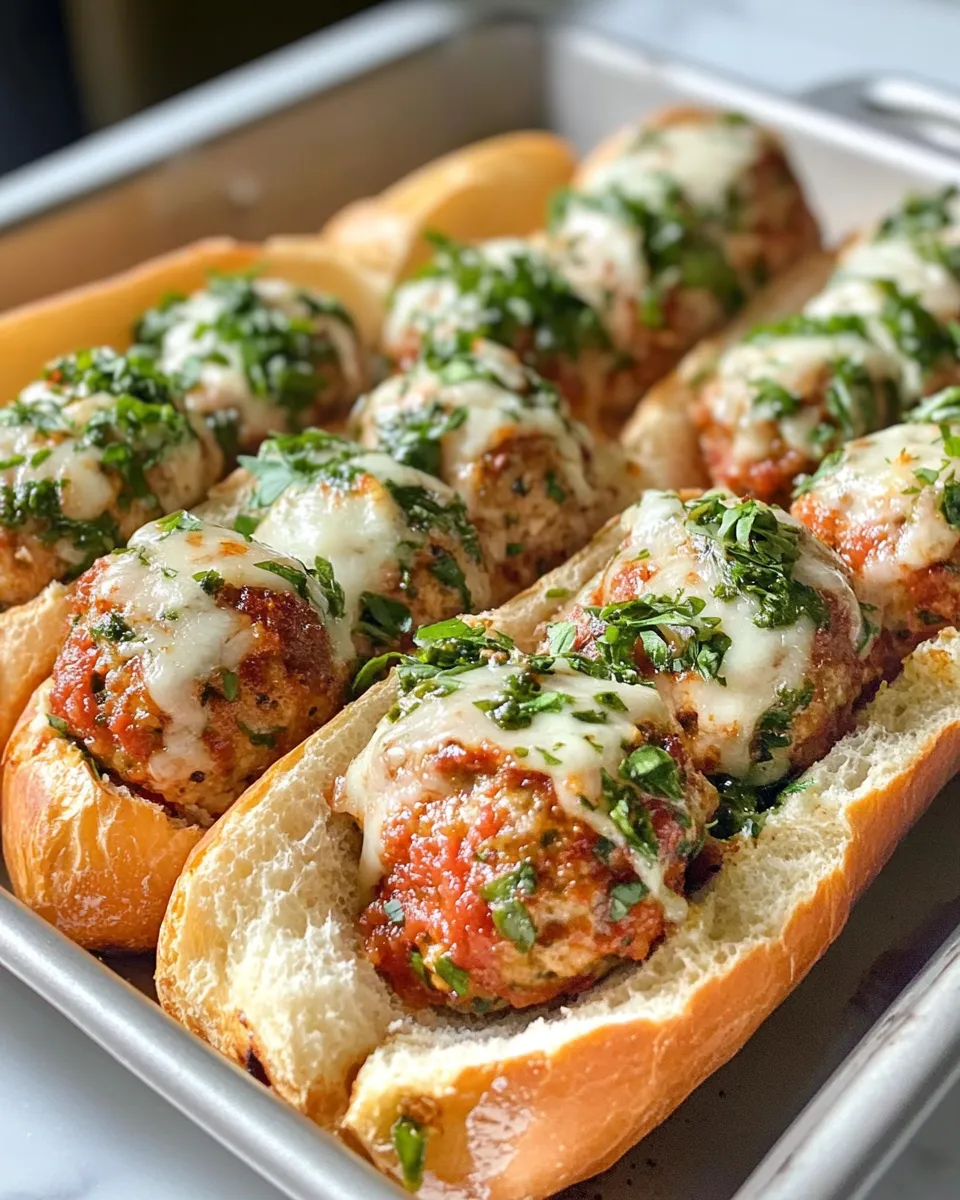 Easy Pesto Turkey Meatball Subs recipe photo