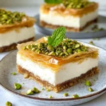 Homemade Pistachio Knafeh Cheesecake Squares photo