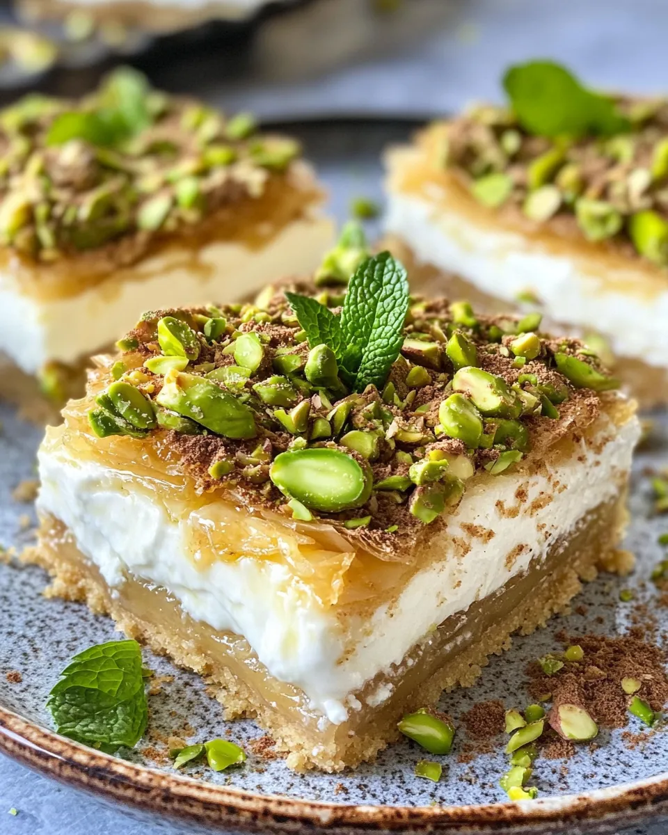Classic Pistachio Knafeh Cheesecake Squares image