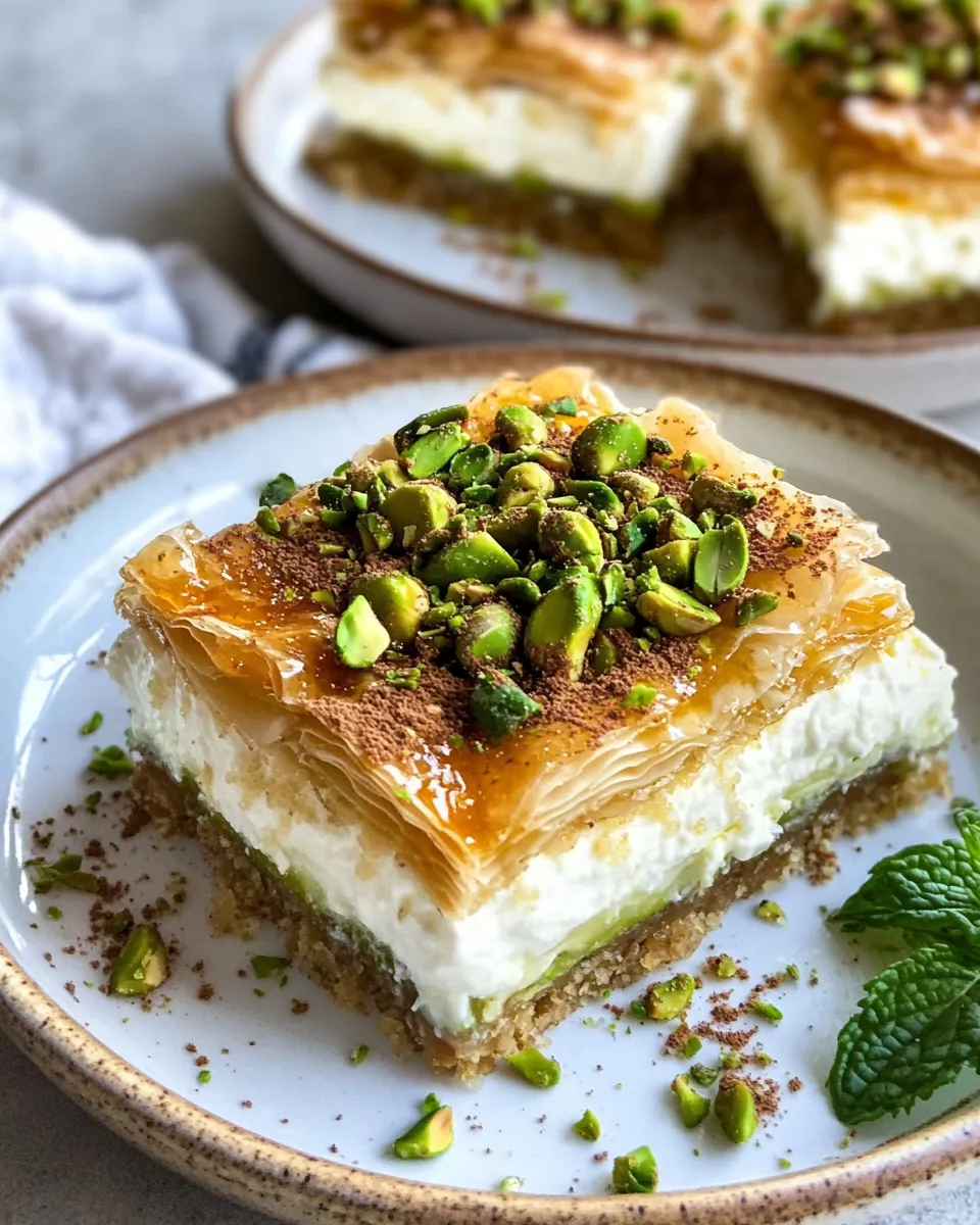 Easy Pistachio Knafeh Cheesecake Squares recipe photo