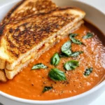 Homemade Roasted Tomato Basil Soup With Grilled Cheese photo