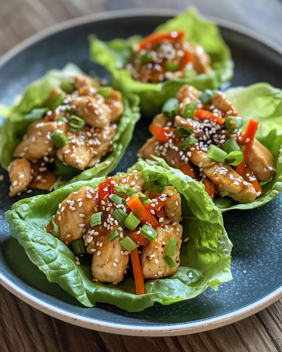 Easy Sesame Peanut Chicken Lettuce Wraps recipe image