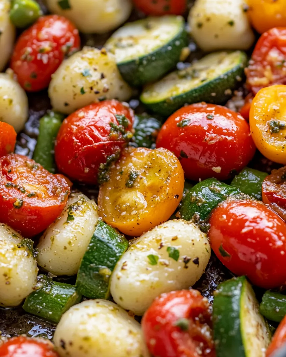 Easy Sheet-Pan Gnocchi With Pesto Veggies food shot