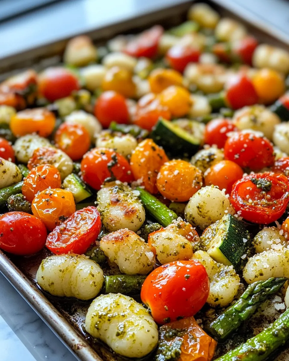 Delicious Sheet-Pan Gnocchi With Pesto Veggies plate image