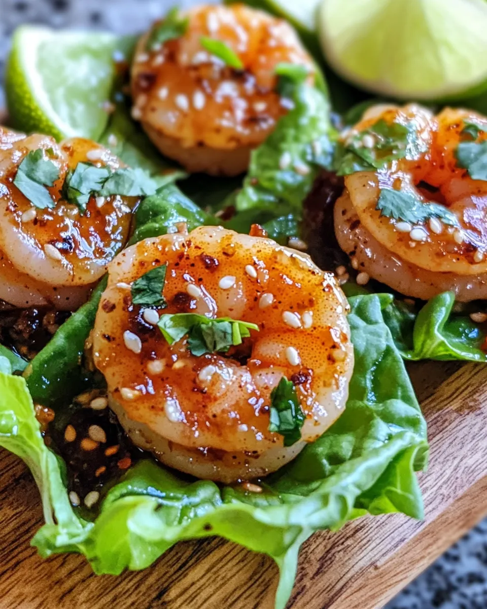 Homemade Sriracha Honey Shrimp Lettuce Wraps recipe photo