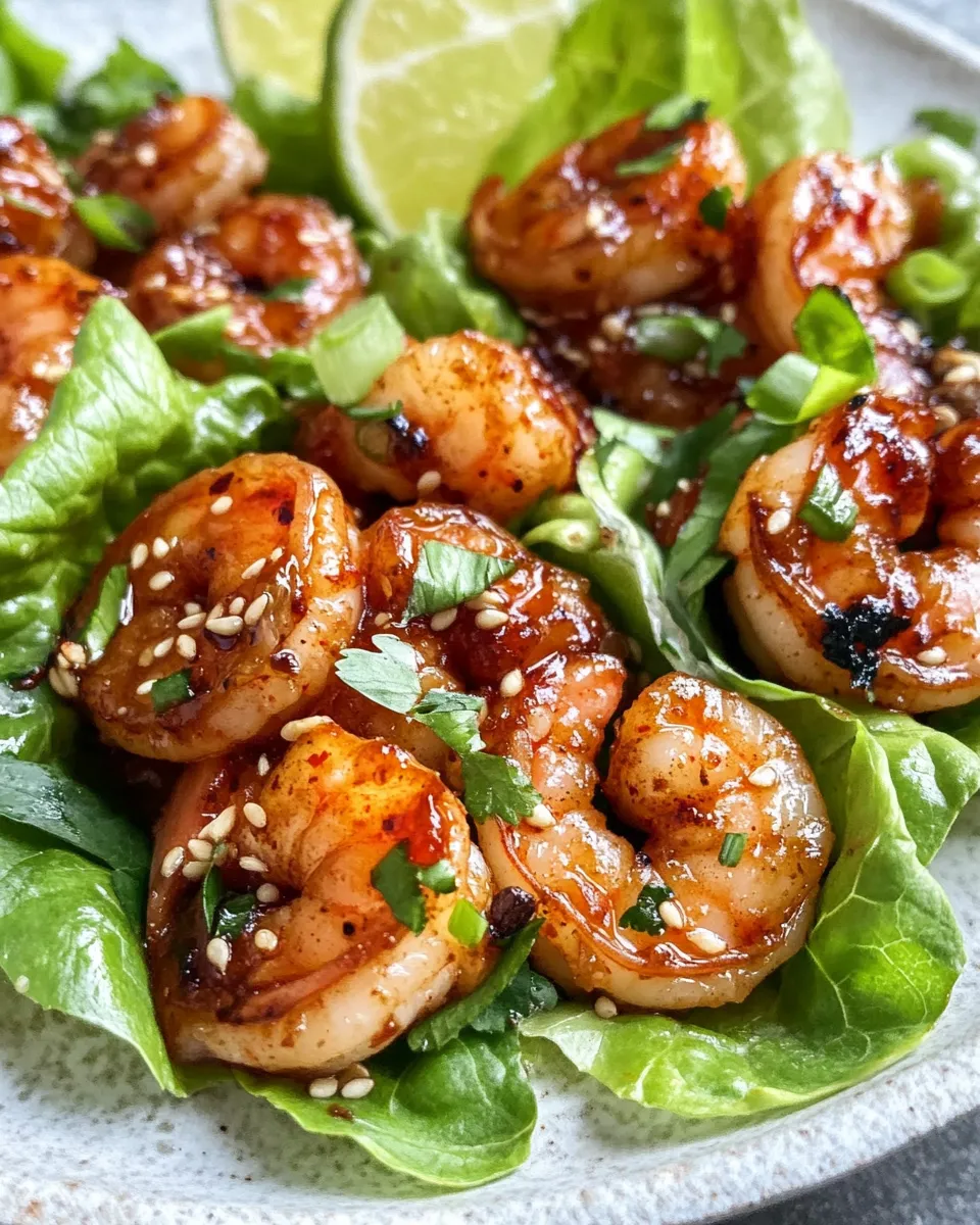 Delicious Sriracha Honey Shrimp Lettuce Wraps plate image