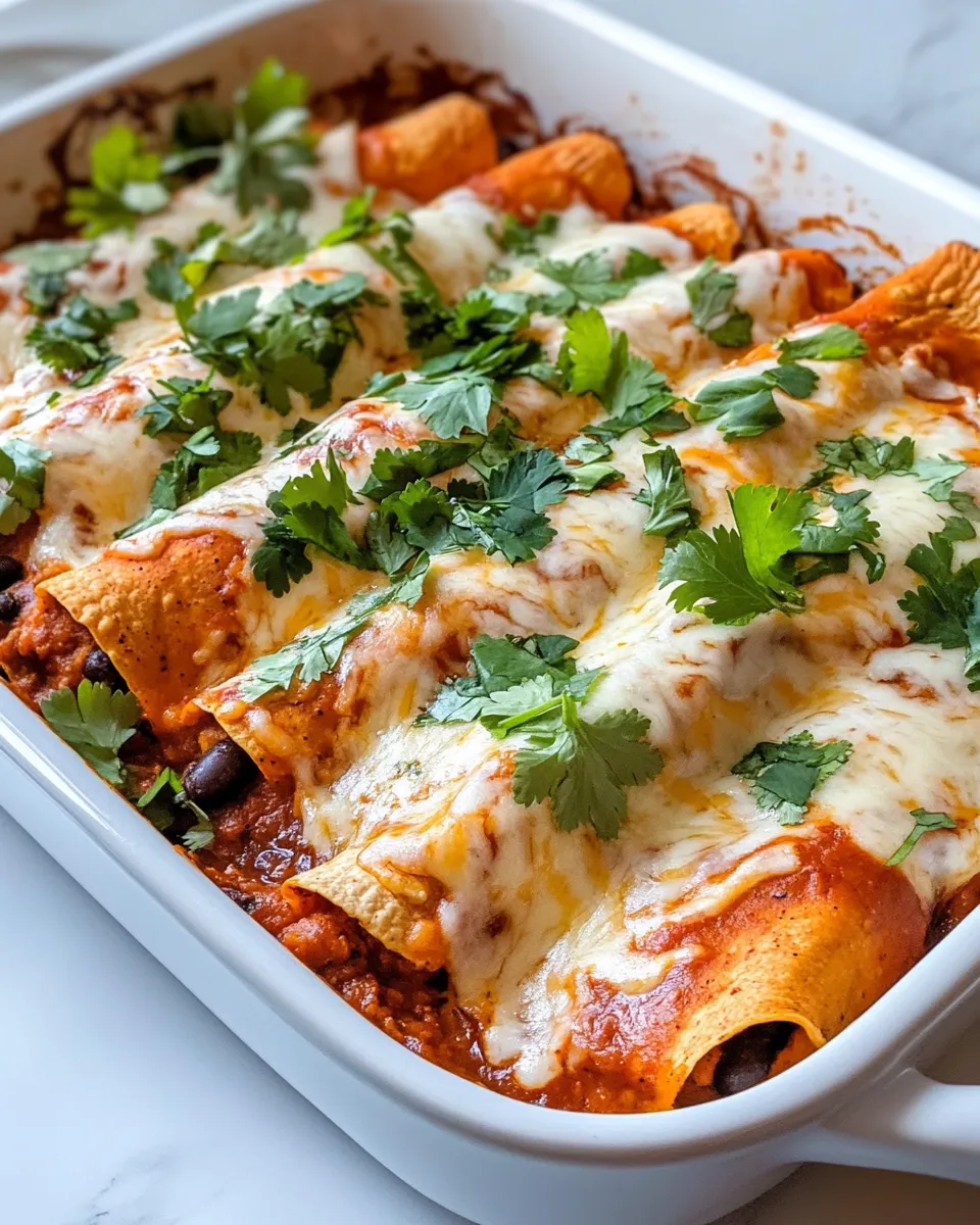 Homemade Sweet Potato Black Bean Enchiladas recipe photo