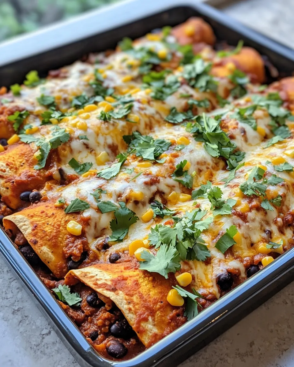 Easy Sweet Potato Black Bean Enchiladas food shot