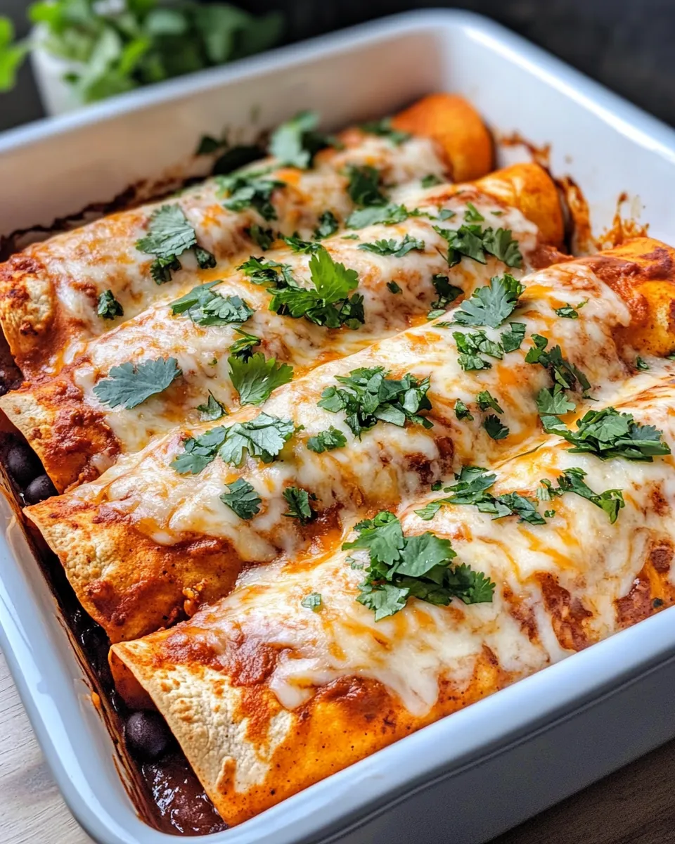 Delicious Sweet Potato Black Bean Enchiladas plate image