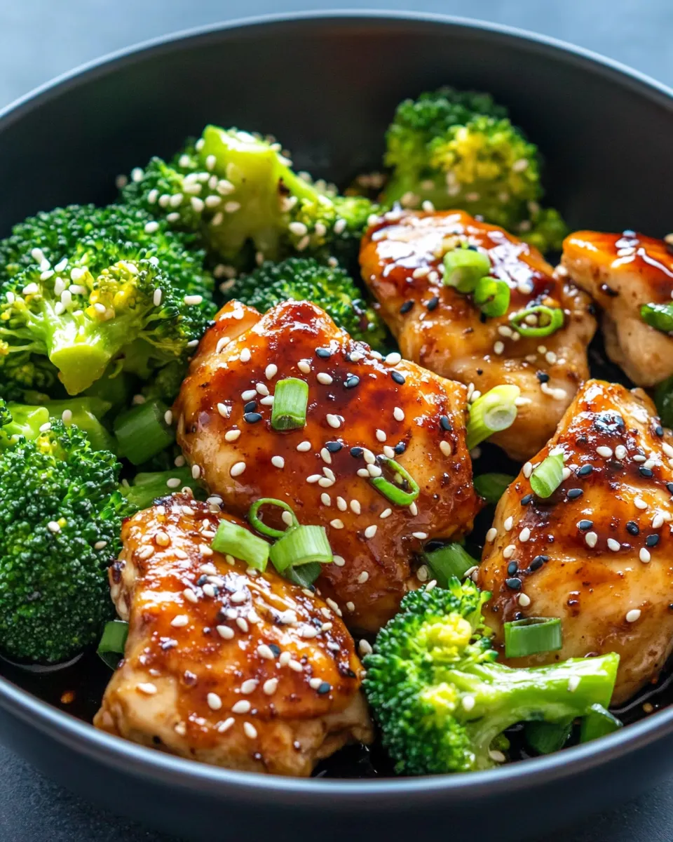 Classic Teriyaki Chicken Thighs And Broccoli plate image