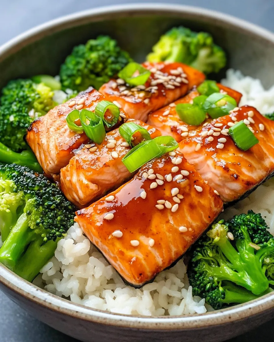 Delicious Teriyaki Salmon Rice Bowls plate image