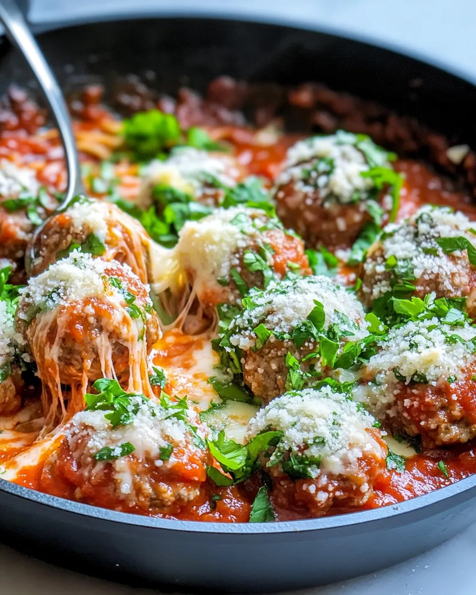 Delicious Turkey Meatball Marinara Skillet food shot
