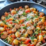 Homemade Tuscan Sausage Gnocchi Skillet recipe photo