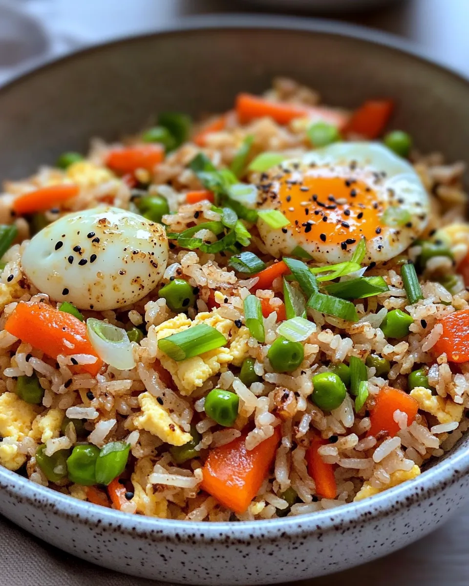 Delicious Veggie Fried Rice With Eggs food shot