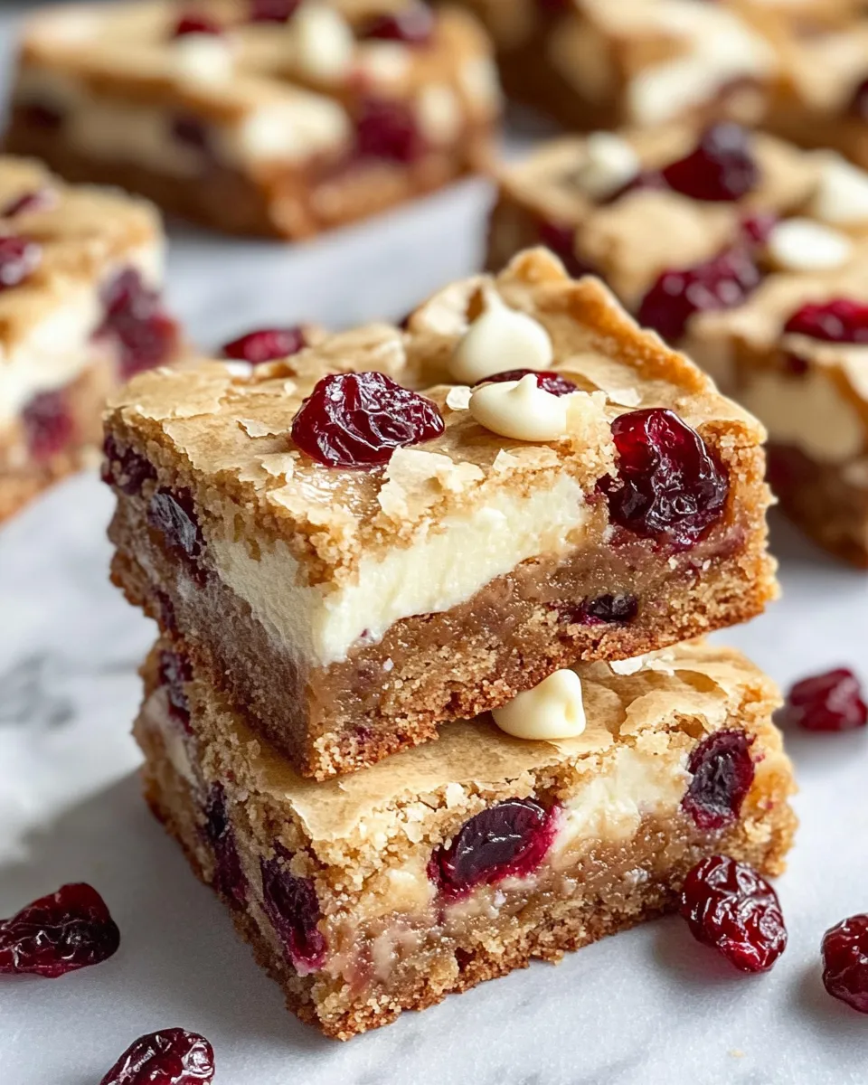 Homemade White Chocolate Cranberry Blondies photo