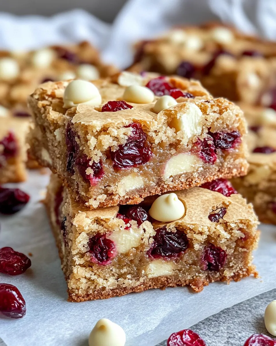 Easy White Chocolate Cranberry Blondies recipe photo
