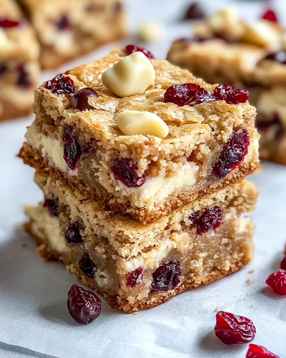 Delicious White Chocolate Cranberry Blondies dish photo