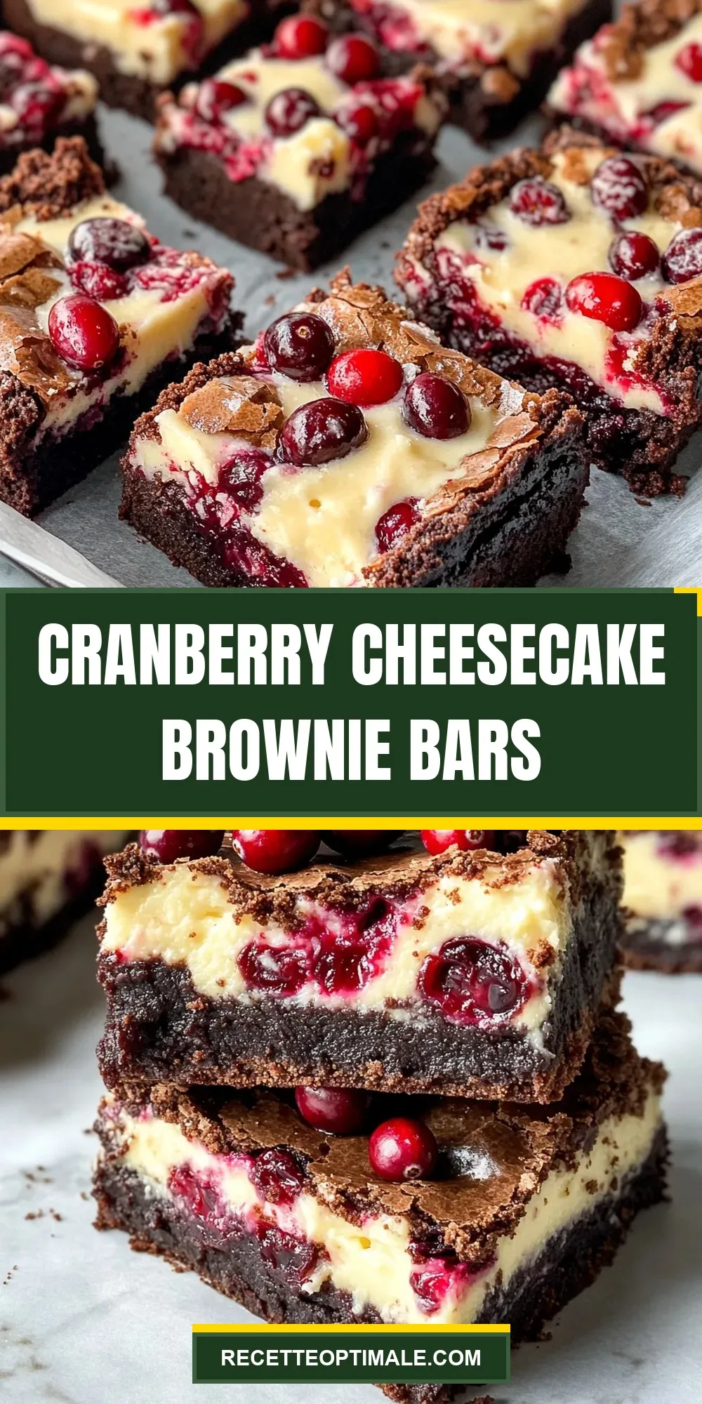 Easy Cranberry Cheesecake Brownie Bars